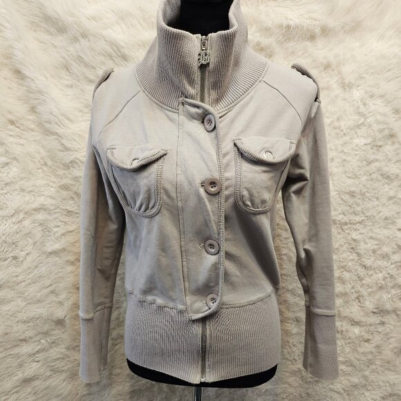 BCBGMAZAZRIA Women's Gray Zip Up Jacket Size: L - Picture 1 of 9